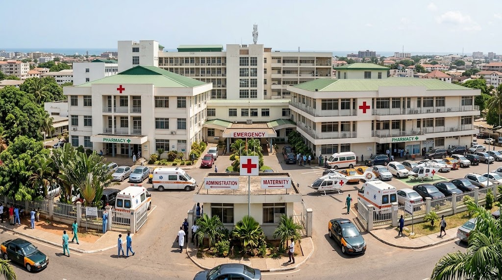 Aerial view of our clinical partner site in Ghana